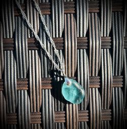Bright Turquoise Japanese Sea Glass Necklace 