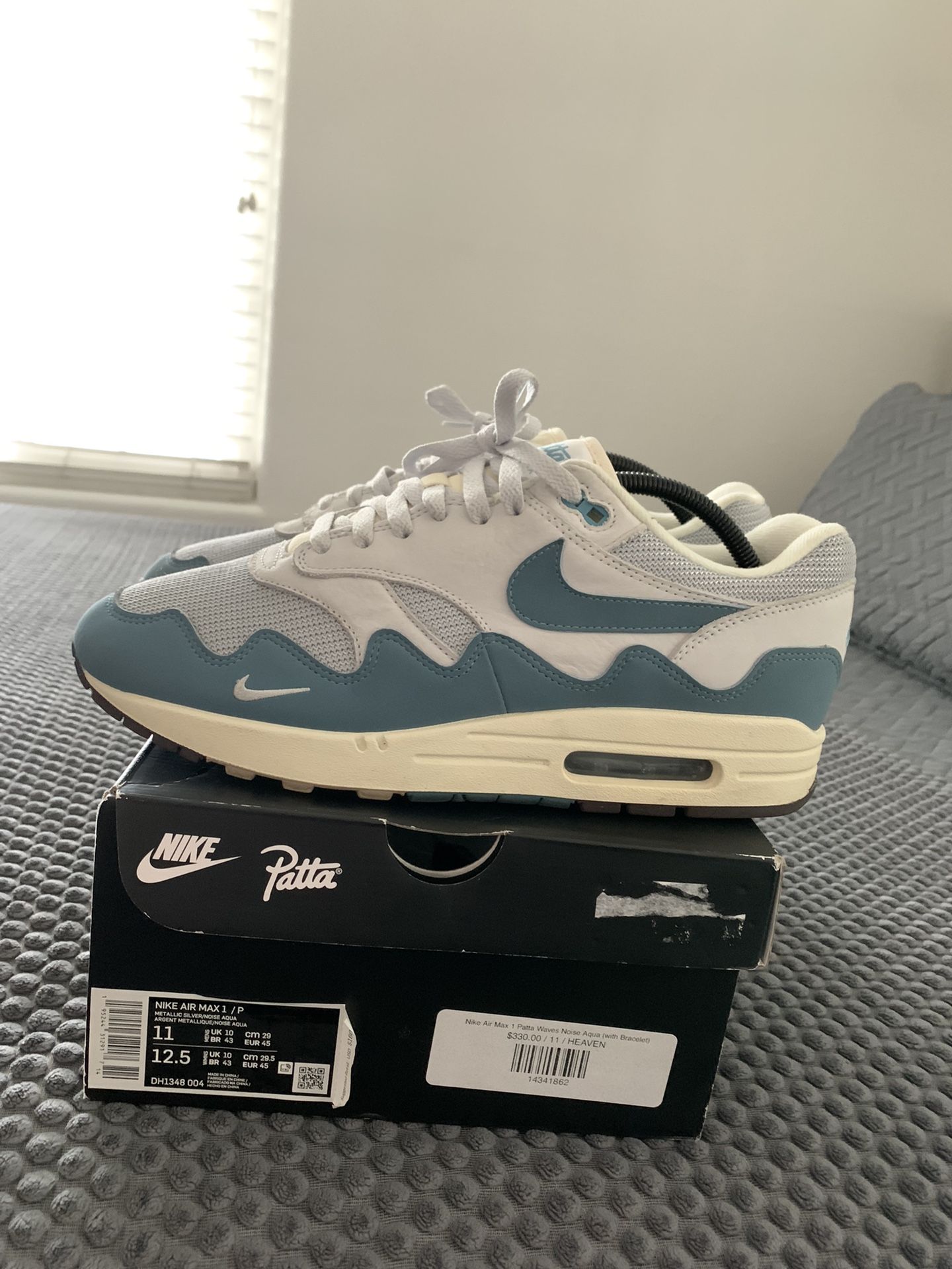 Mens Nike Air Max 1 Patta Aqua With Bracelet Size 11 Jewelry Accessories