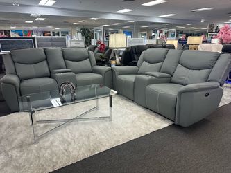 Beautiful Grey Power Reclining Sofa&Loveseat On Sale $1499