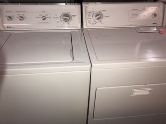 Used kenmore washer and dryer set. 1 year warranty