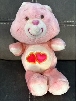 Care Bears Love-a-Lot Pink Plush Bear w/Double Heart Belly Badge