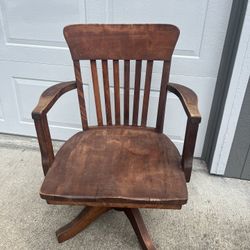 JK PIERCE antique Wooden Desk Chair NICE 