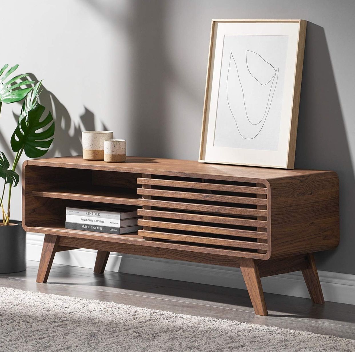 2003-mopio Ensley TV Stand, Mid Century Modern TV Stand for 55/60/65 inch TV, Farmhouse TV Stand