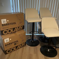Cushioned Barstool Chairs (Off-White)