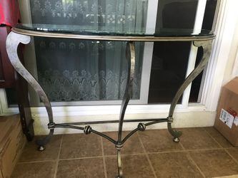 Iron steel side table with beveled glass top