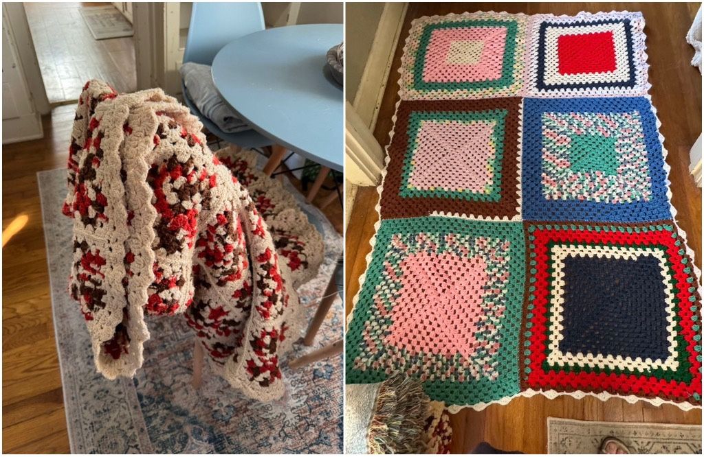 2 Large Crocheted Blankets 15 Each