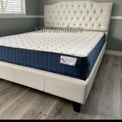 Queen Size White Crystal Button W Orthopedic Matres!!!!