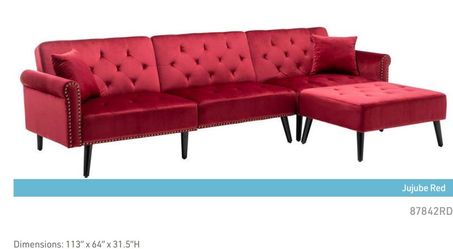 RED VELVET SOFA SLEEPER CLOSEOUT SALE