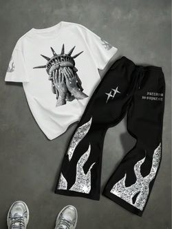 Graphic T-Shirt and Sweatpants Two-Piece Set