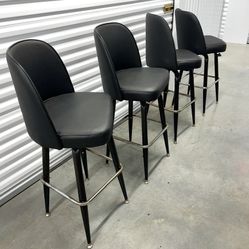 Set Of 4 Metal Swivel Bar Stools Chairs 