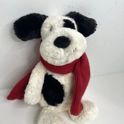 Jelly Cat London I Am Bashful Winter Puppy plush toy Dog Black white red scarf