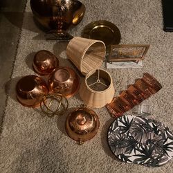 Copper bowls, Ice Buckets Wine Racks Chargers Lamp Shades