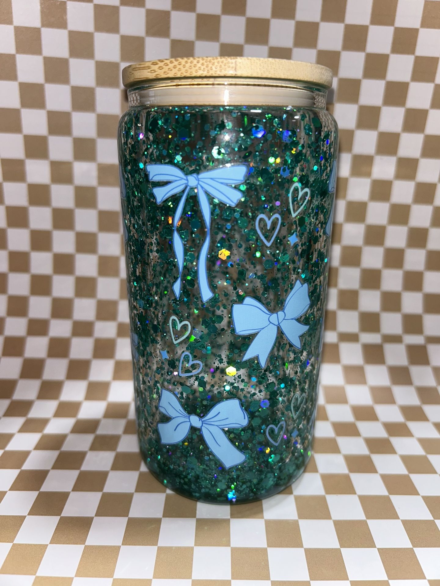 Glass Snow globe Tumbler 16oz