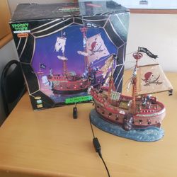 Awesome Halloween Decor Spooky Town Jolly Roger Pirate Ship