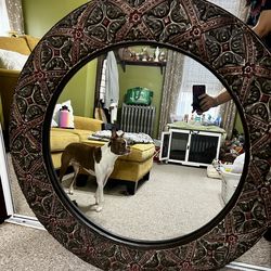 Vintage 40” round mirror
