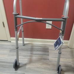 Drive Medical Two-Button Folding Walker w/ Wheels 