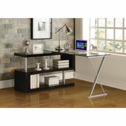 Desk w/Swivel - 92366 - Black High Gloss & Clear Glass - $549