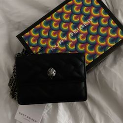 ‘KURT GEIGER MICRO KENSINGTON BLACK DRENCH CROSSBODY BAG’