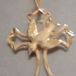 14k Gold Cross And Dove