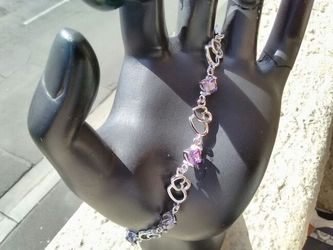 Sterling silver crystal heart bracelet