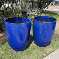X-Large Blue Ceramic Planters-Big Pots($250 each.