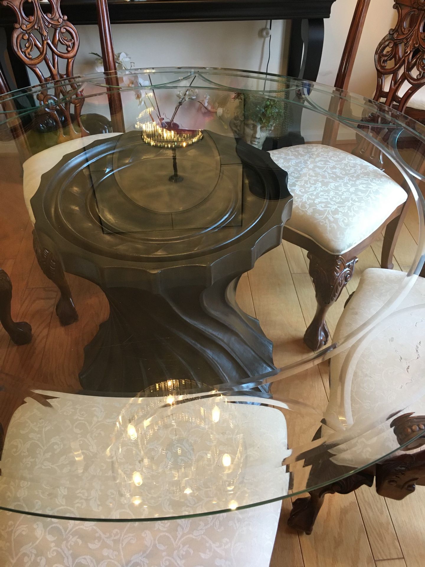 Bernhardt Glass top Round Dining Table