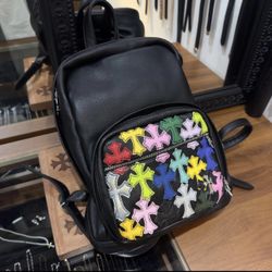 Crome Hearts 7th Grade Cross Patched Leather Backpack 1-1