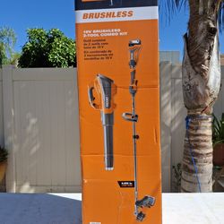 Ridgid 18V Brushless 14 in. String Trimmer and Leaf Blower 2-Tools Combo Kit