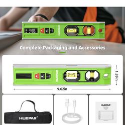 Huepar 3-in-1 Laser Level /65Ft Distance Measure/Magnetic Torpedo Green