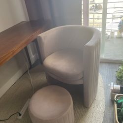 Rose Velvet chair and ottoman 