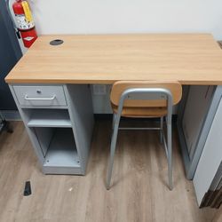 Office Desk with Drawer And Cubbies +Chair Combo Industrial Metal, 