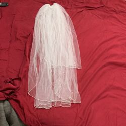 Wedding veil With Rinstones Scattered And On Beaded Trim