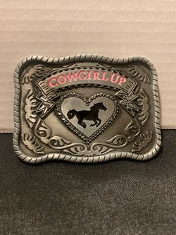 Silver-Toned "Cowgirl Up" Western Belt Buckle Rode Country Cute