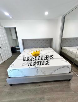 King bed frame with mattress