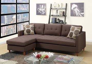 Brand New Brown Compact Sectional Sofa
