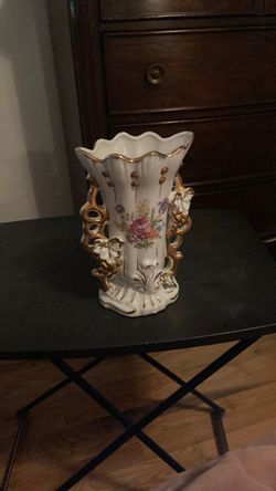 Porcelain Vase with Gold Trim and Floral Design