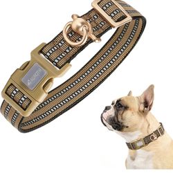 Dog Collar for Medium Large Dogs, Reflective Dog Collar, Soft Nylon Adjustable Dog Collars with Heavy Duty Metal D Ring Tangle Free