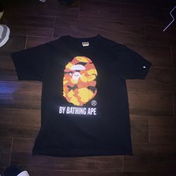 Bape Shirt "by bathing ape" orange mix t-shirt, black. size adult medium