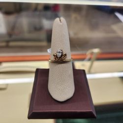 Golden Ring With Clear Stone 