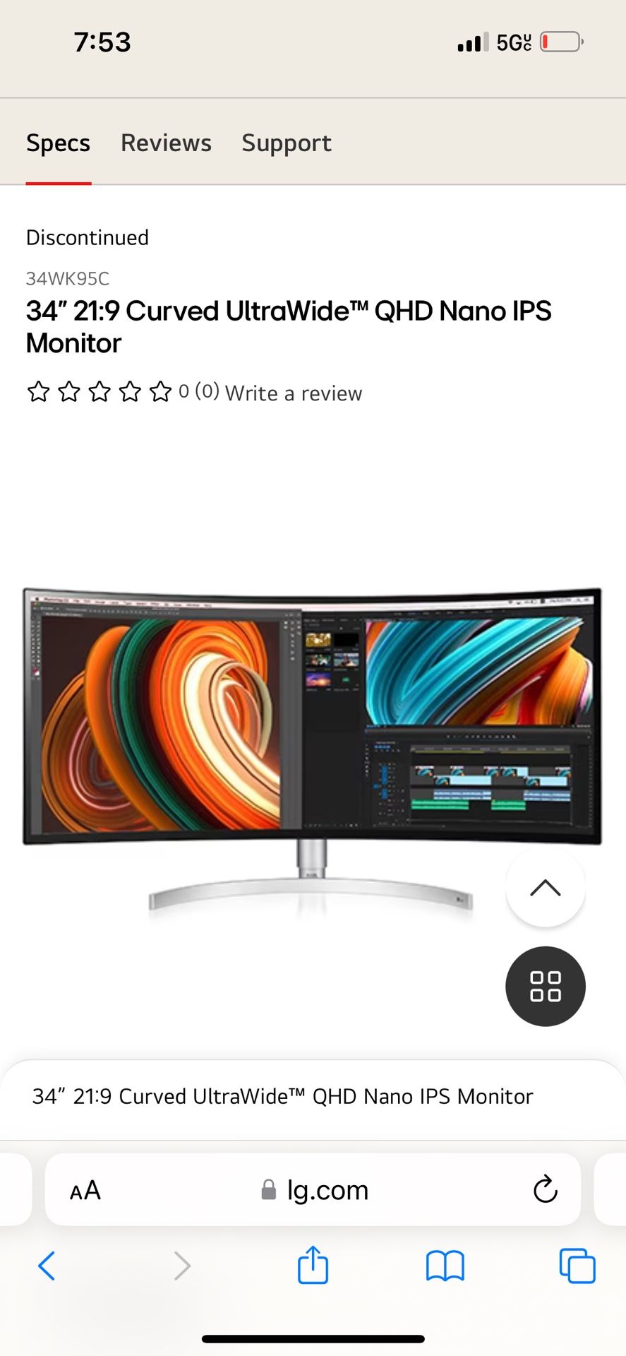 LG 34 Inch Ultra wide