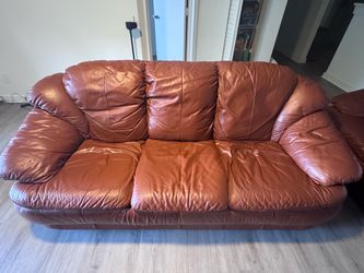 Brown Leather 3-Seat Sofa