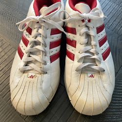 Men’s White & Red Adidas Sneakers Size 9 1/2