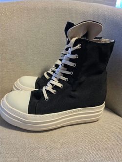 Rick Owens DRKSHDW Cotton Nylon  Ramone High Milk Black Size 43 EU