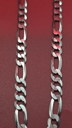 ✨ Figaro Chain • Solid .925 Sterling Silver • Rhodium Plated • 18″ ✨