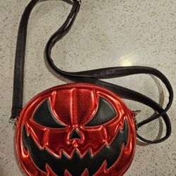 Love Pain and Stiches Red Pumpking Purse Halloween