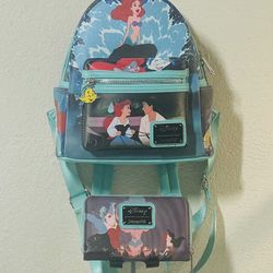 🌊 Disney Little Mermaid Loungefly Mini Backpack & Wallet Combo – Collectible! 🌊