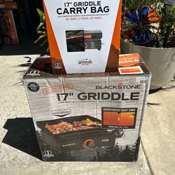 Combo: Blackstone Adventure Ready Single Burner 17” Tabletop Griddle with Non Slip Feet Blackstone 17" Tabletop Griddle Carry Bag with Shoulder Strap