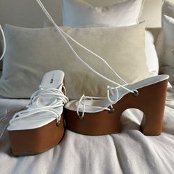 NEW White Lace up Platform Heels 
