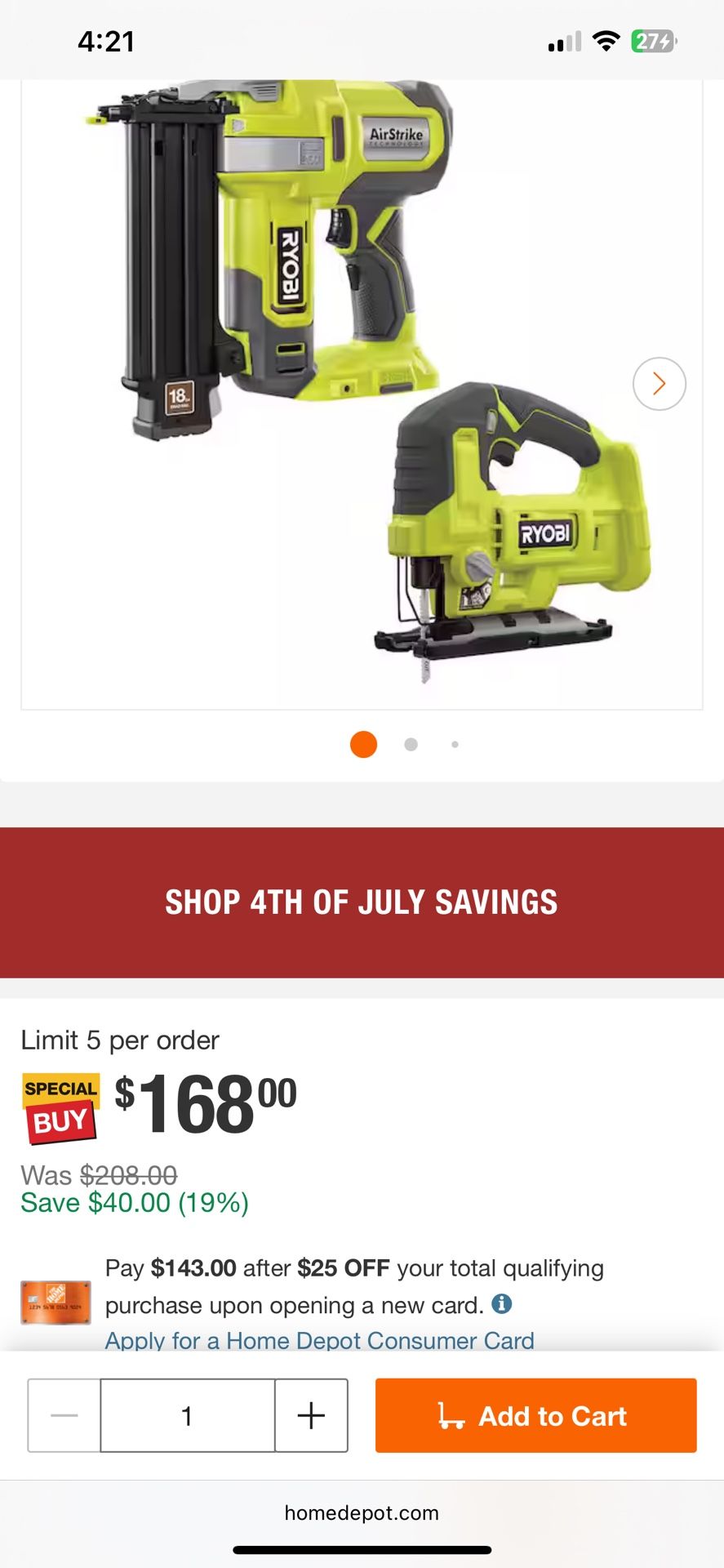 RYOBI AirStrike Brad Nailer