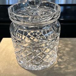 WATERFORD CRYSTAL GLANDORE BISCUIT BARREL COOKIE JAR WITH LID